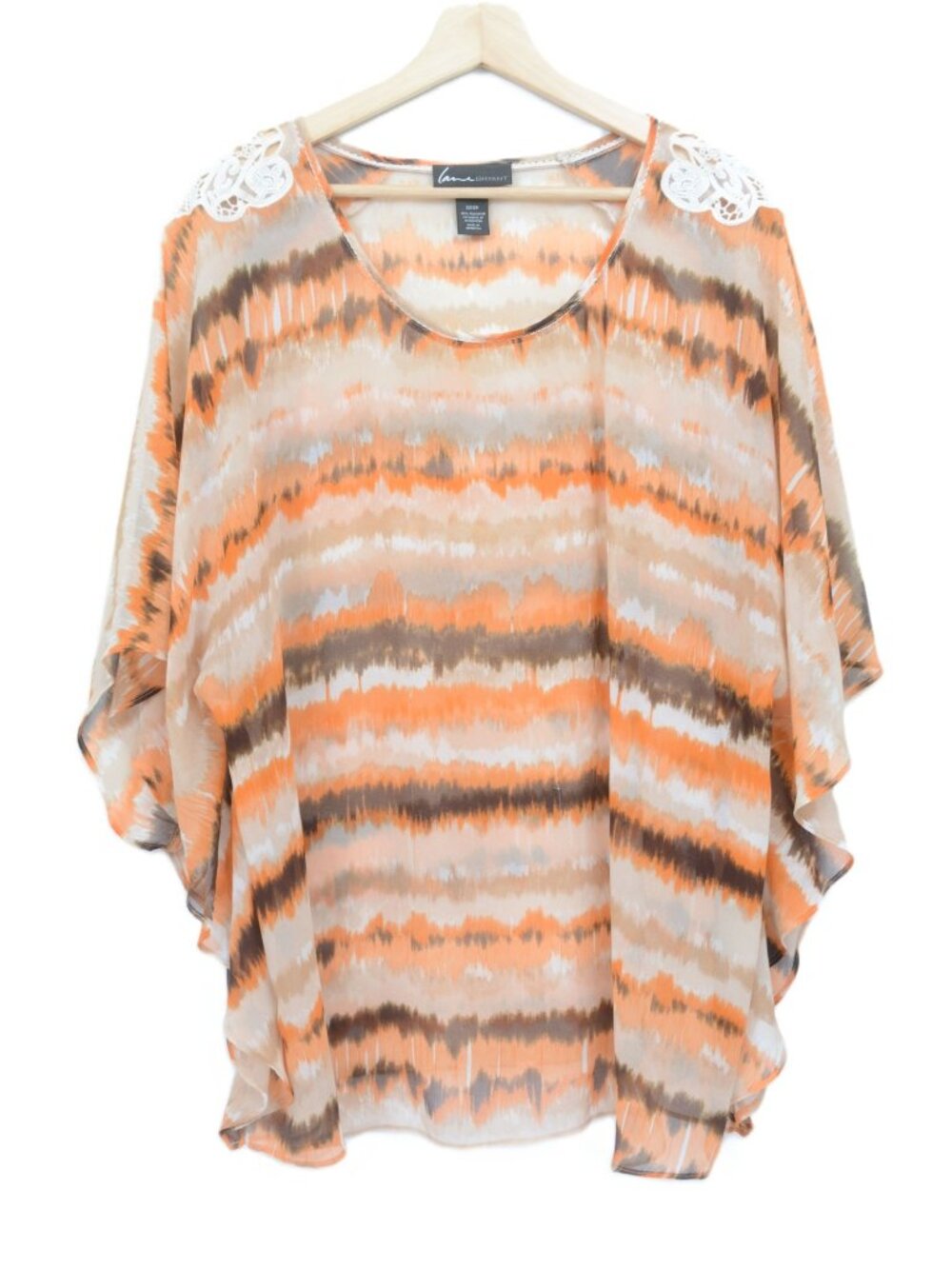 Lane Bryant PLUS 22/24 Colorful‎ Butterfly Sleeve Poncho Tunic Flowy Blouse Top